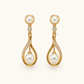 Gold Pearl Drop Earrings