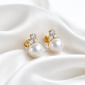 Pearl Diamond Stud Earrings